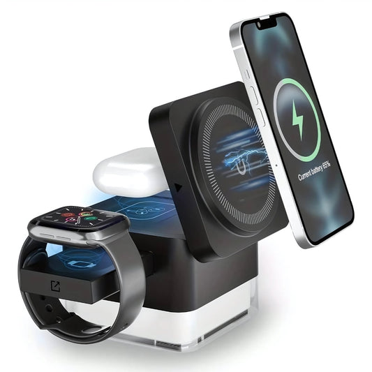 ChargeHub | 3-in-1 Drahtloses Laden mit LED-Anzeige