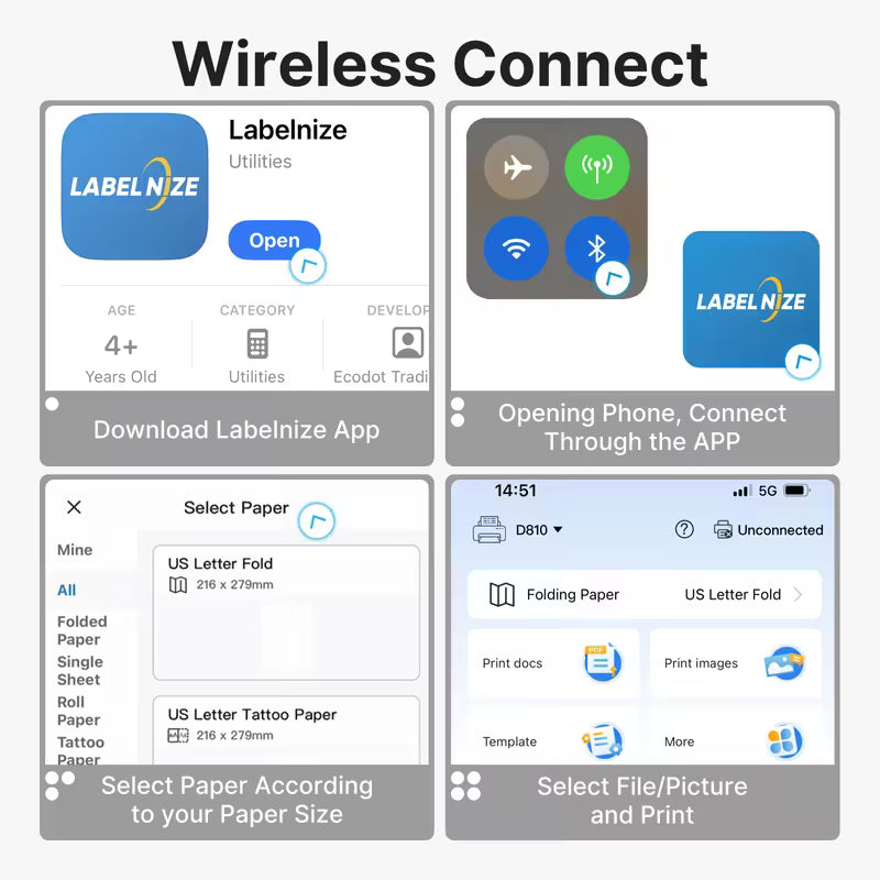 PrintMate | Tragbarer Bluetooth Thermodrucker für Sofortige Ausdrucke