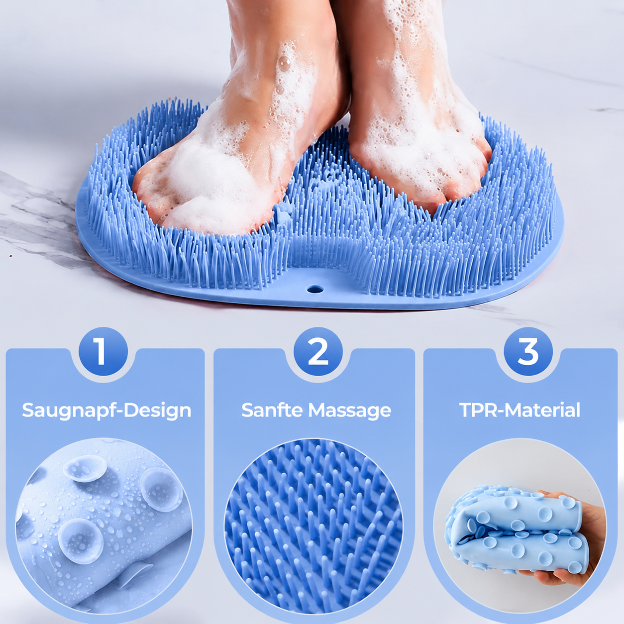 SootheMat | Silikon-Peelingmatte für Füße und Körper unter der Dusche