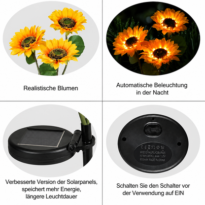 SunGlow | Solar Sonnenblumen‑Gartenlicht 2er-Pack