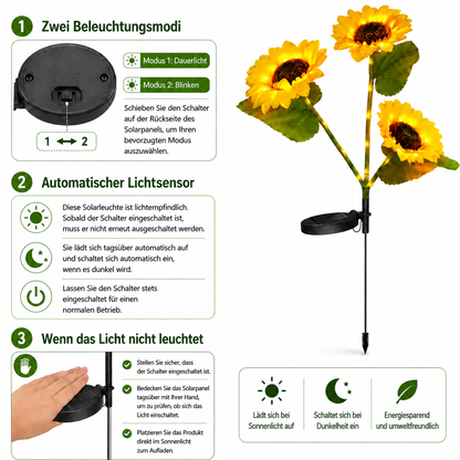 SunGlow | Solar Sonnenblumen‑Gartenlicht 2er-Pack