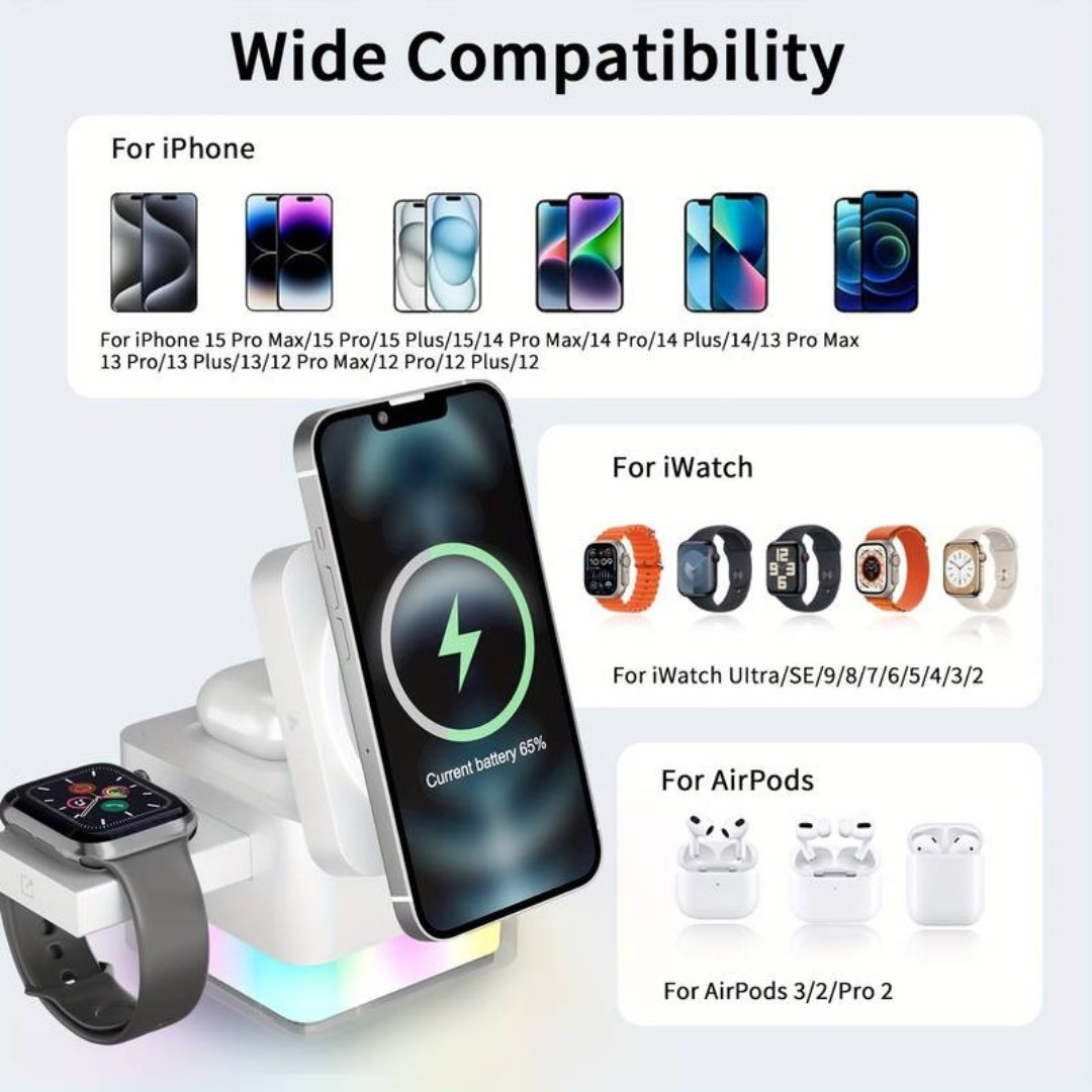 ChargeHub | 3-in-1 Drahtloses Laden mit LED-Anzeige