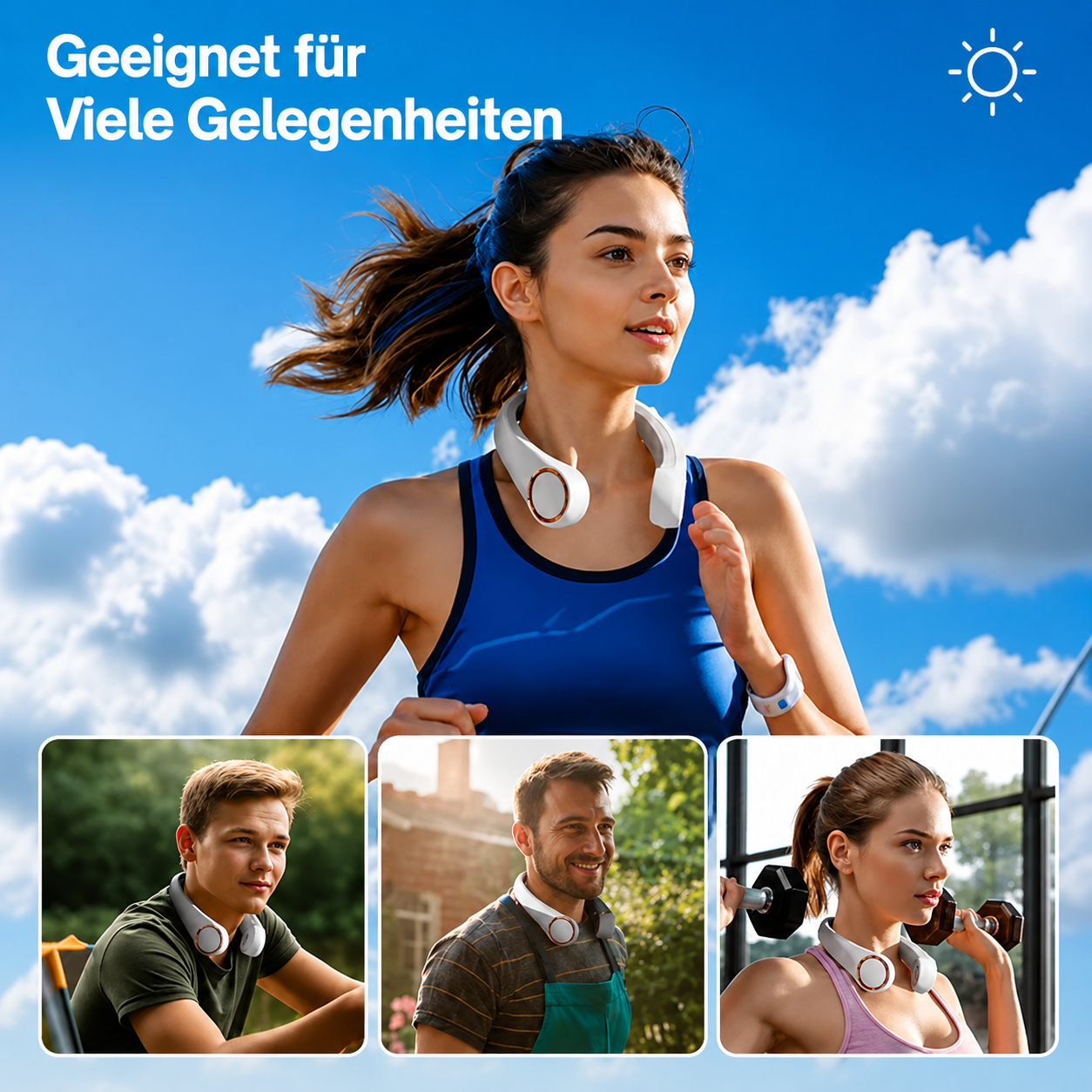 BreezeNeck | Tragbarer Nackenventilator für sofortige Abkühlung.