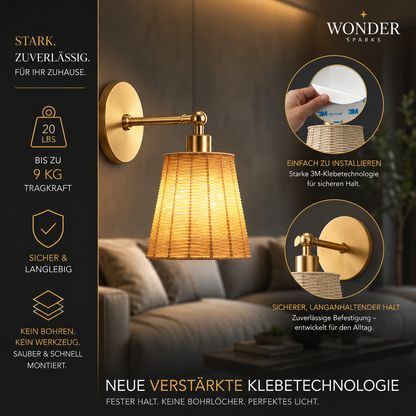 Kabellose LED-Wandleuchte aus Naturholz