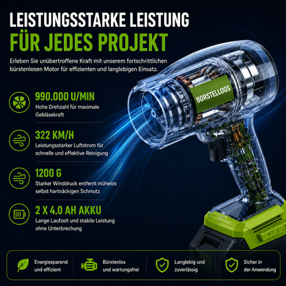 TurboCleaner | Leichter, kabelloser Laubbläser