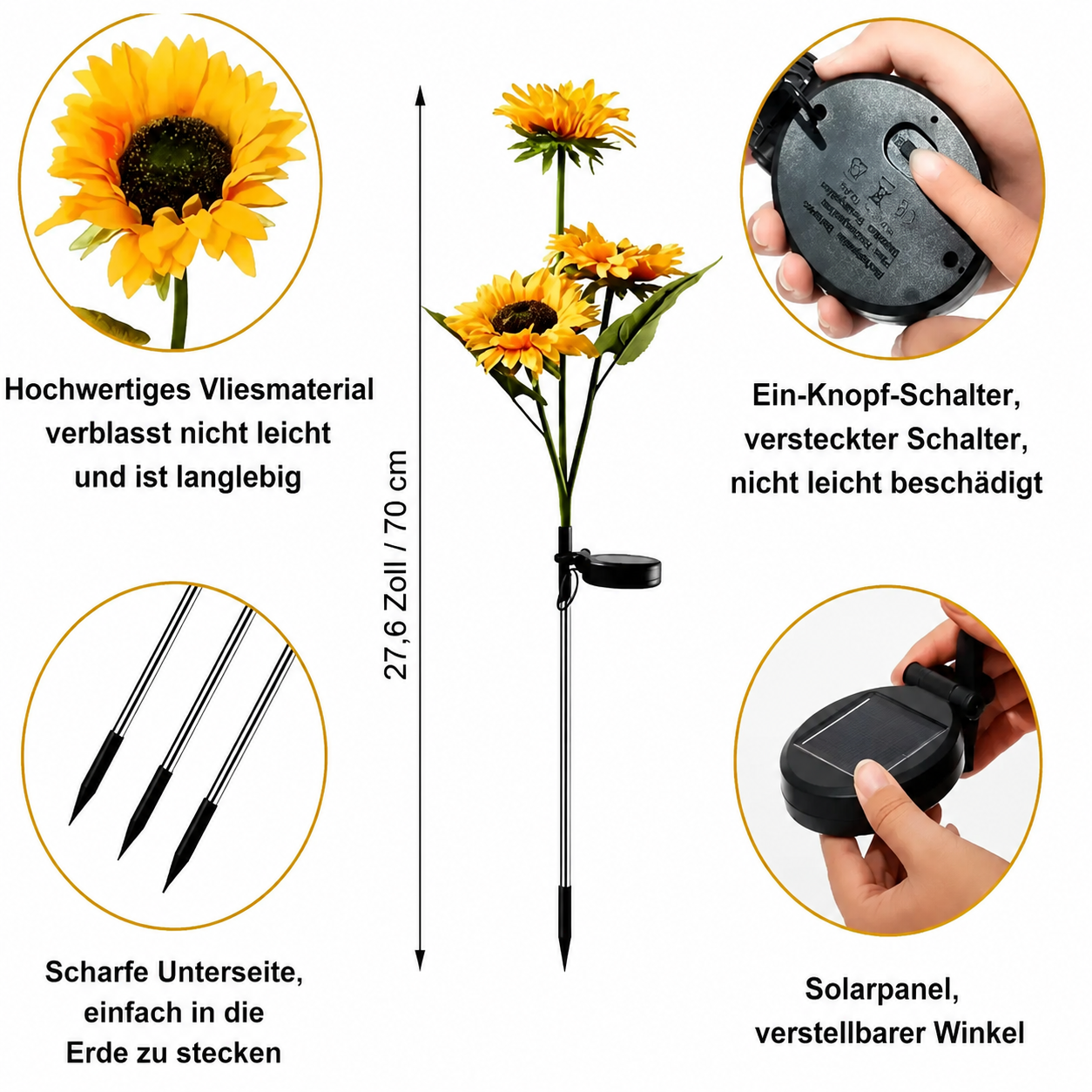 SunGlow | Solar Sonnenblumen‑Gartenlicht 2er-Pack