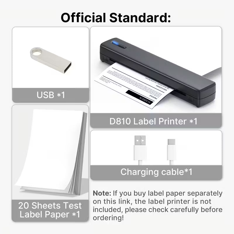 PrintMate | Tragbarer Bluetooth Thermodrucker für Sofortige Ausdrucke