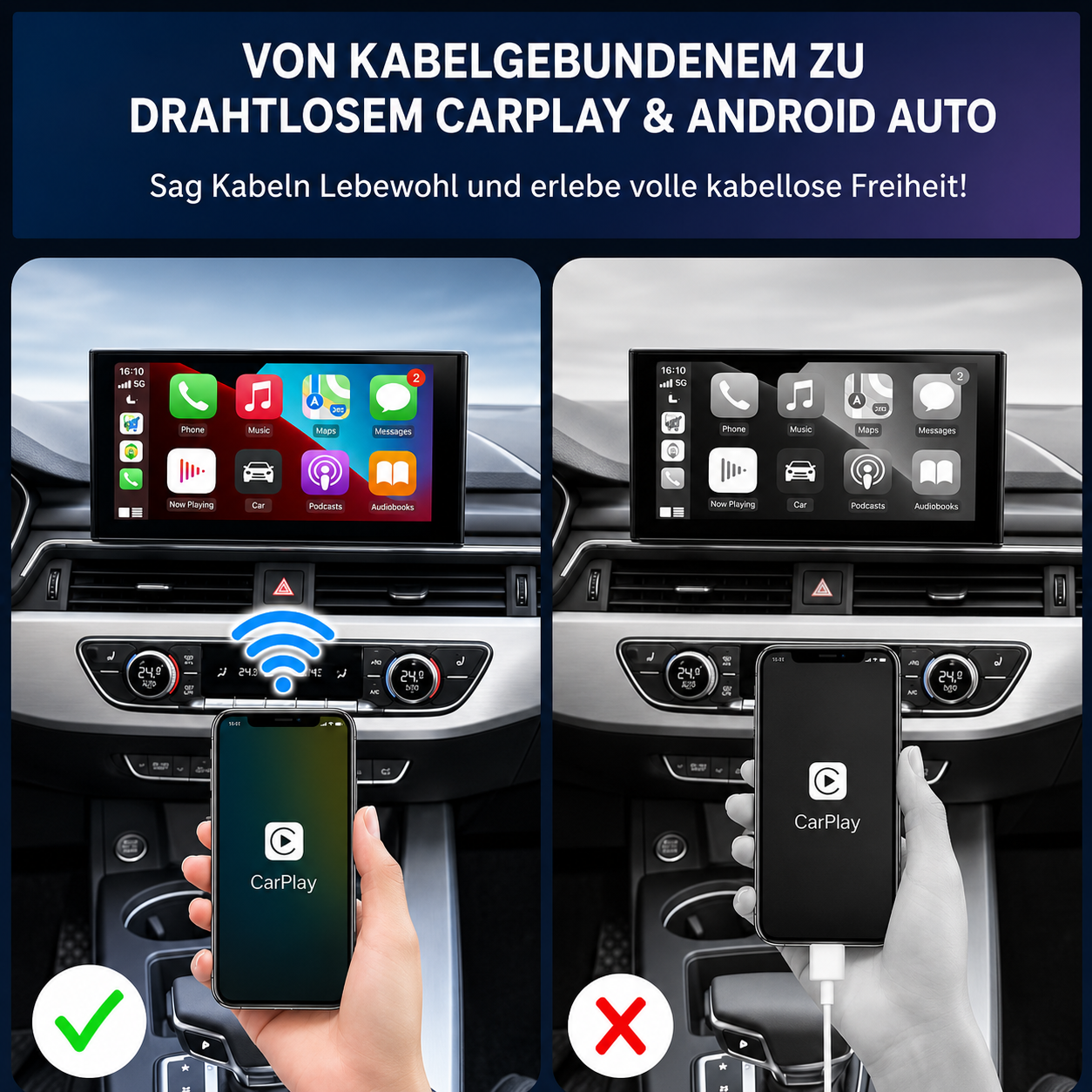 EasyPlay | Wireless Apple CarPlay & Android Auto | USB-A & USB-C
