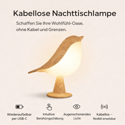 Vogel Designlampe | Kabellose LED Nachttischleuchte
