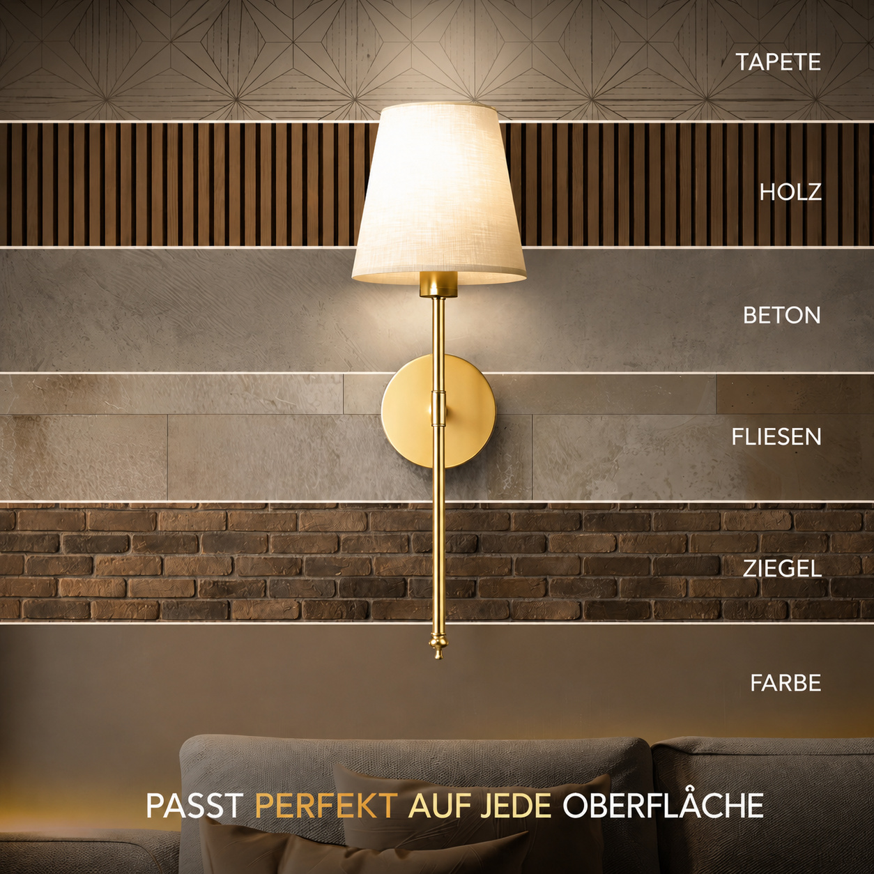 Kabellose LED-Wandleuchte Warmweiß & dimmbar