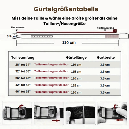 CrackSlick | Ledergürtel mit Ratschenverschluss und verstellbarer Schnalle