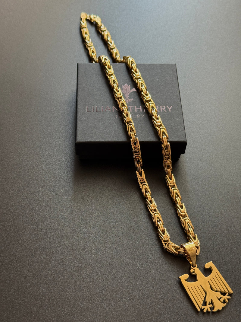 IronEagle | Königskette 5mm mit Deutschland Adler Anhänger aus Edelstahl