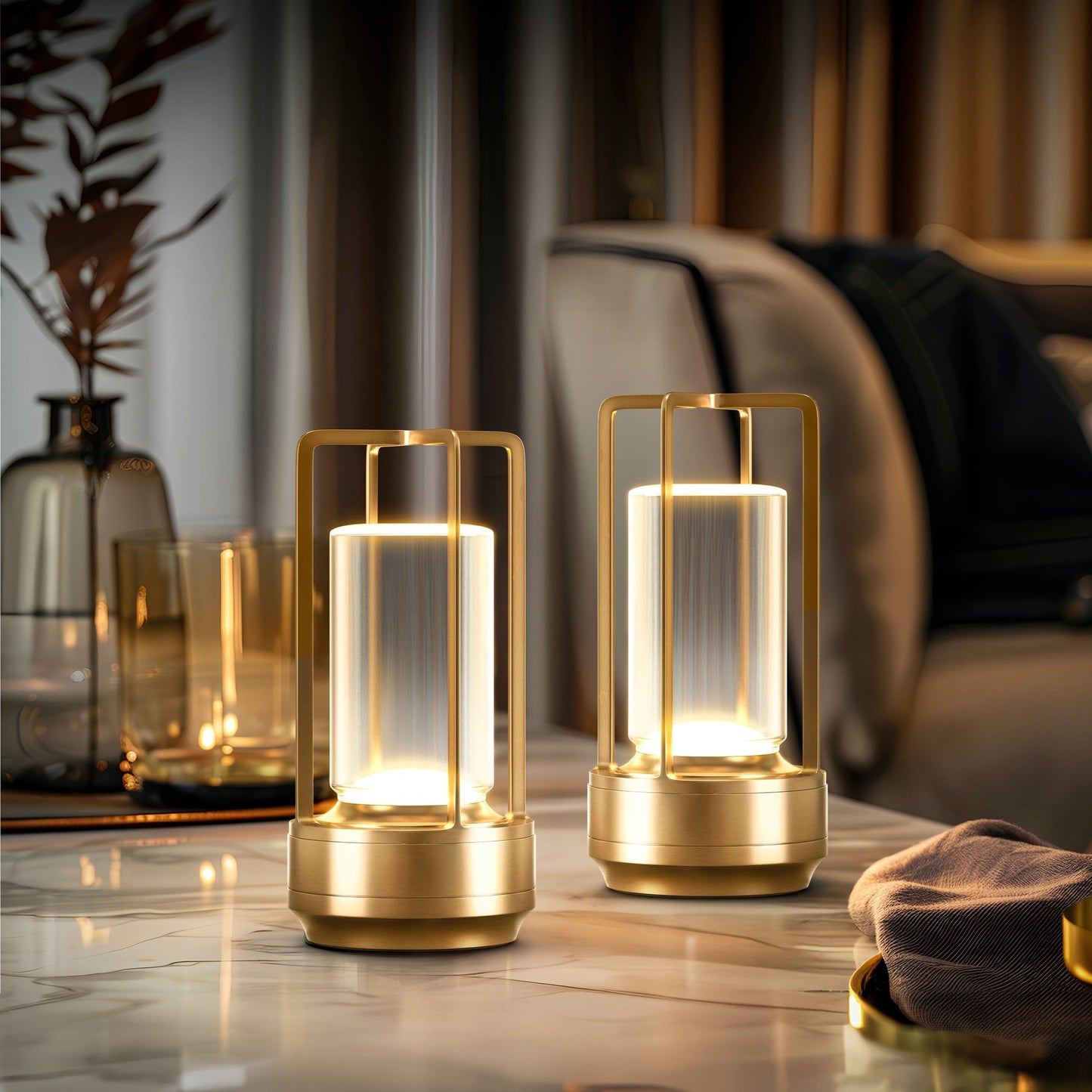 Moderne Kristall-Tischlampe mit Warmlicht