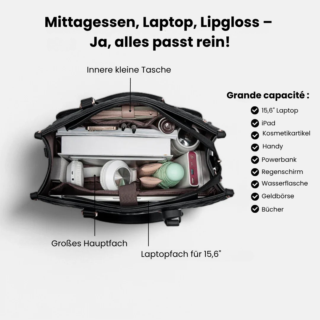 LuxeCarry Tasche | All-in-One Tasche für Arbeit, Mittagessen und Laptop