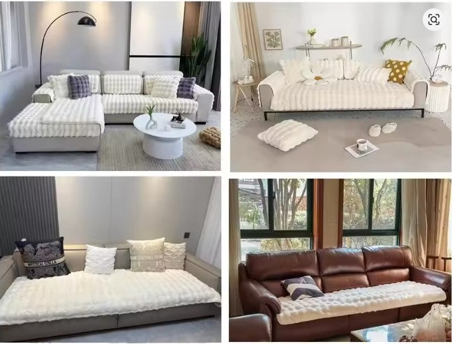 FluffHaven | Weicher Sofaschoner aus verdicktem Kaninchenplüsch