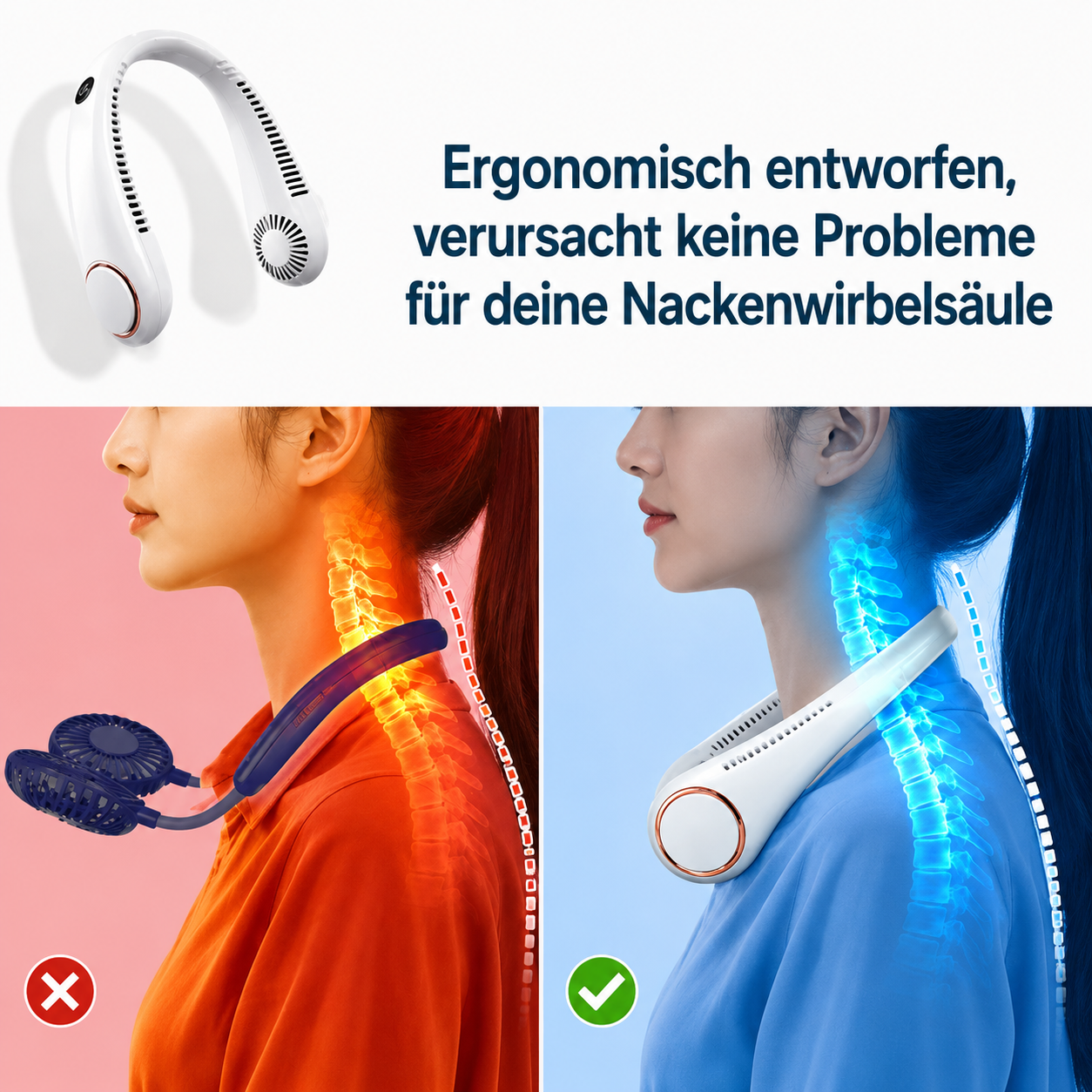BreezeNeck | Tragbarer Nackenventilator für sofortige Abkühlung.