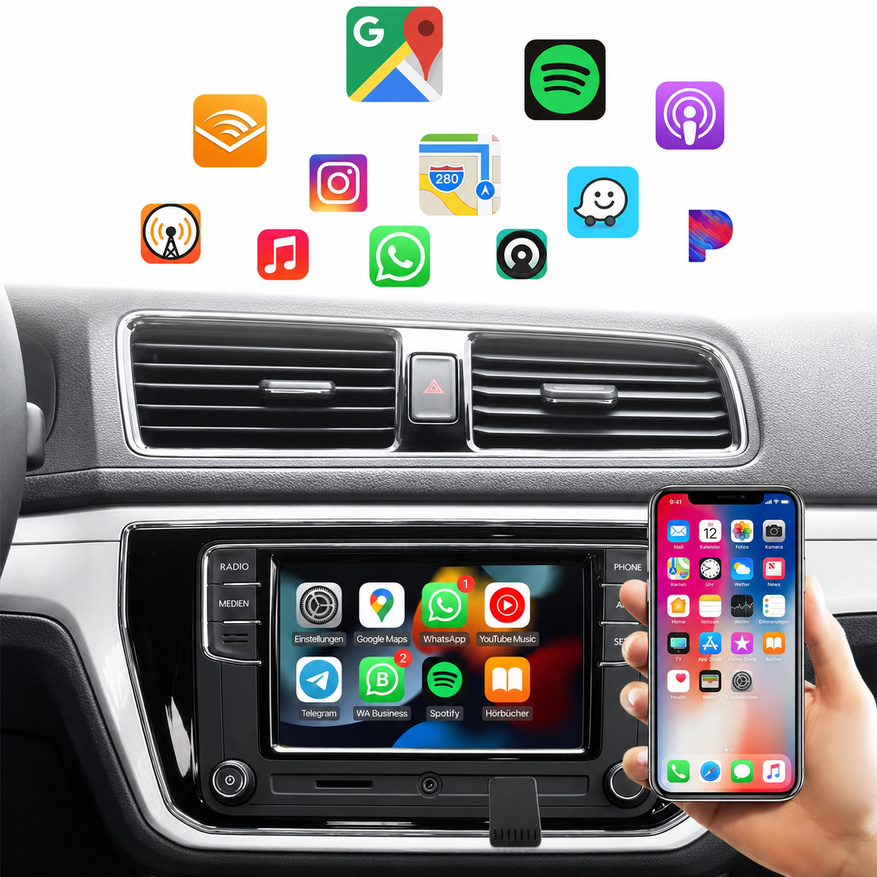 EasyPlay | Wireless Apple CarPlay & Android Auto | USB-A & USB-C