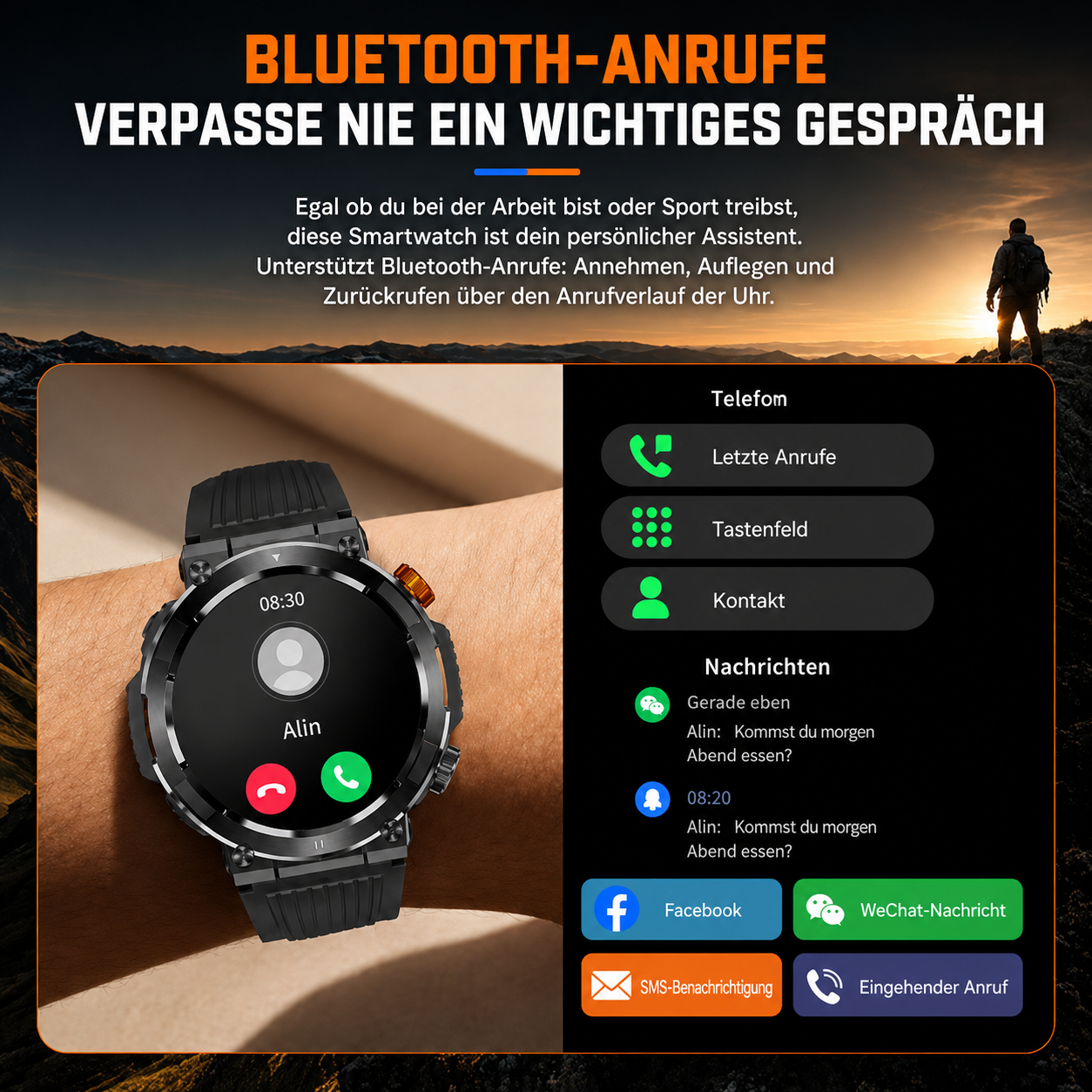 MotionTrack Smartwatch | Vernetzt, Aktiv und Stilvoll