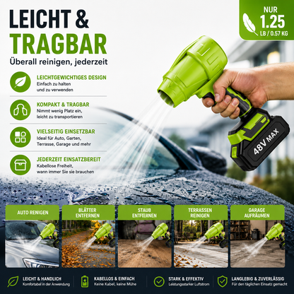 TurboCleaner | Leichter, kabelloser Laubbläser