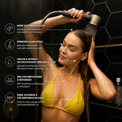 AquaLuxe | Duschkopf mit 3 Strahlarten in einem und Wassersparfunktion