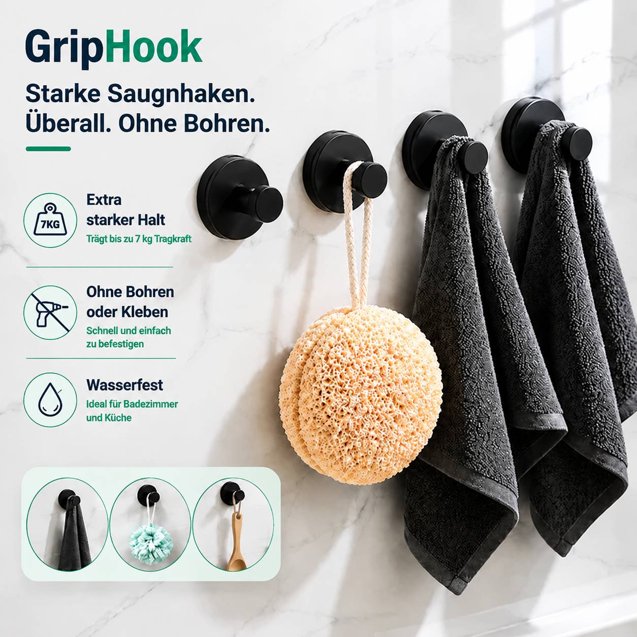 GripHook | Intelligente 4-teilige Aufbewahrungslösung für Zuhause