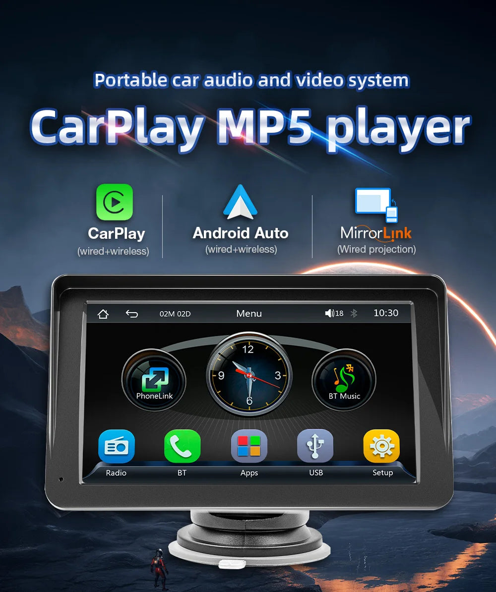 DriveConnect | Tragbare 7-Zoll CarPlay & Android Auto Stereo
