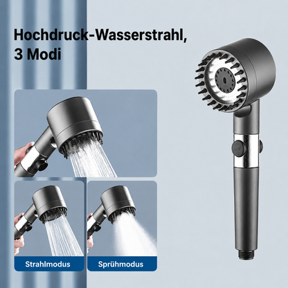 AquaLuxe | Duschkopf mit 3 Strahlarten in einem und Wassersparfunktion