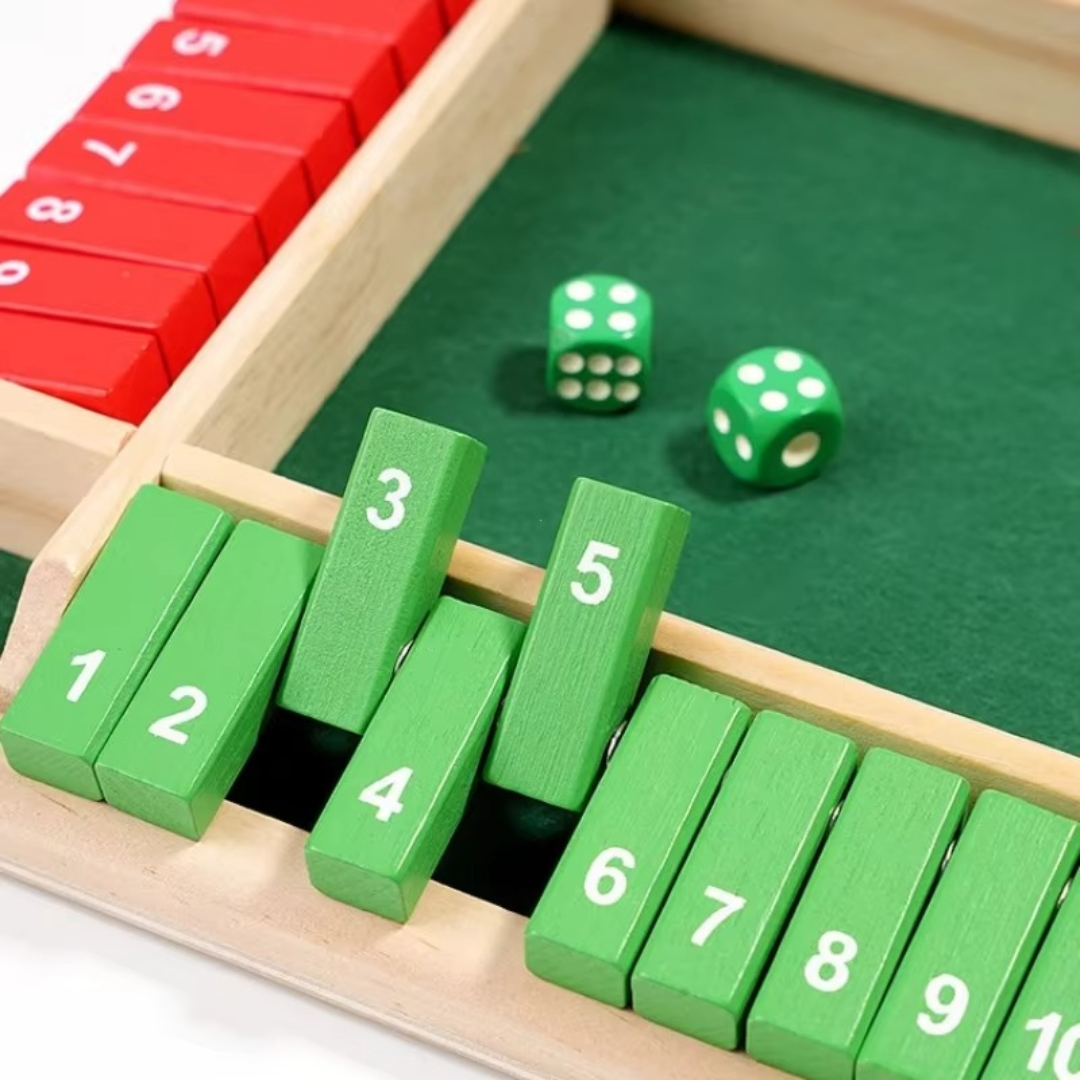 WoodenLuck | Hochwertiges Shut the Box Familienspiel aus Holz