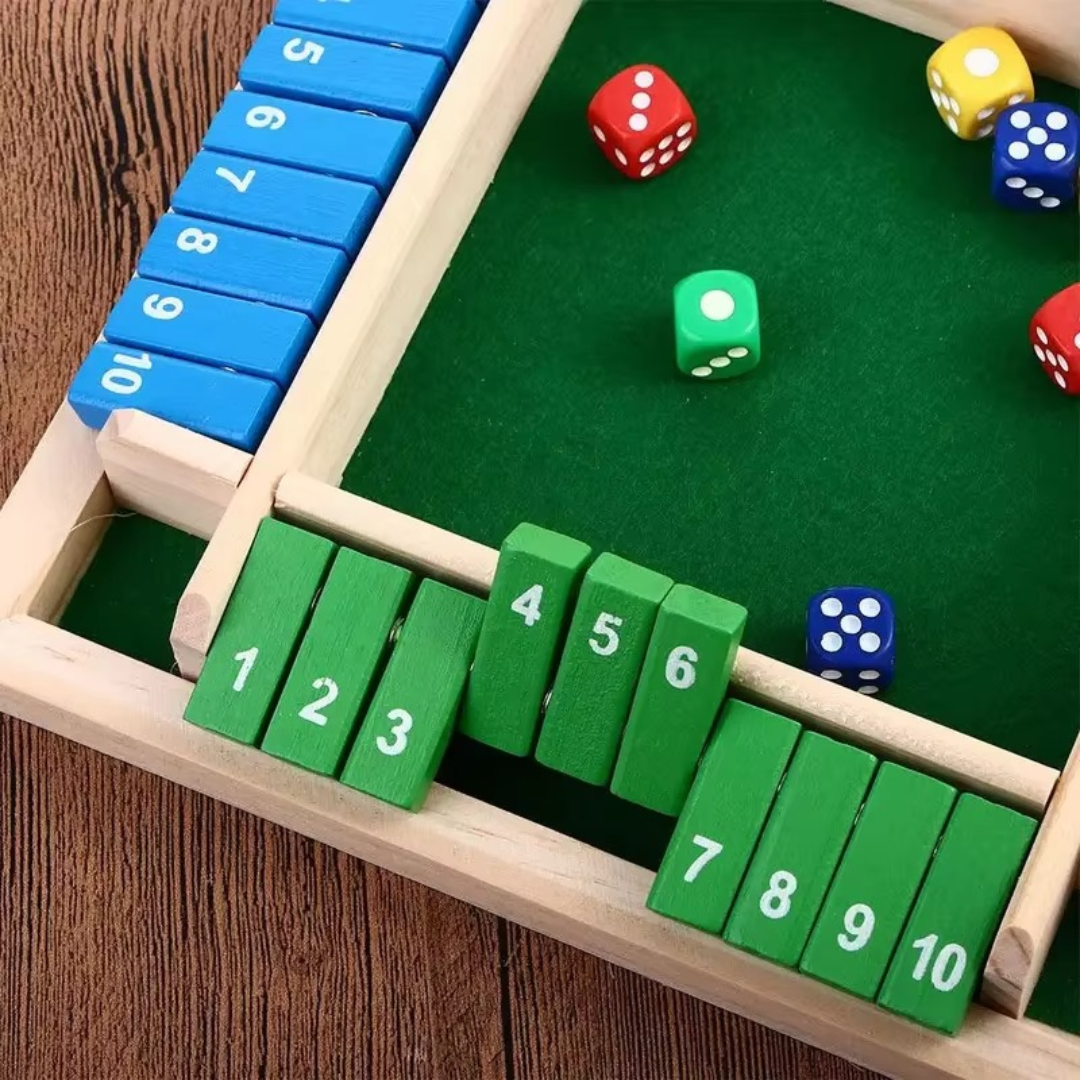 WoodenLuck | Hochwertiges Shut the Box Familienspiel aus Holz