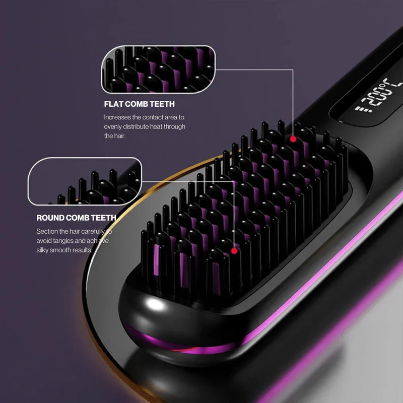 FlexiStraight | Kabellose Haarglättbürste mit LED-Display