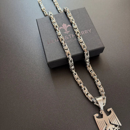 IronEagle | Königskette 5mm mit Deutschland Adler Anhänger aus Edelstahl